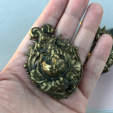 1940s Stamped Brass Fur Clips Jewelry Bloomers and Frocks